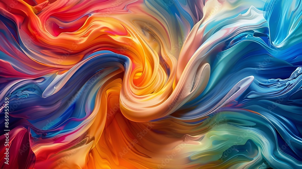 Vibrant swirls of multi-colored pigments intertwining to create an enchanting abstract backdrop. Vibrant swirls of multi-colored pigments intertwining to create an enchanting abstract backdrop.