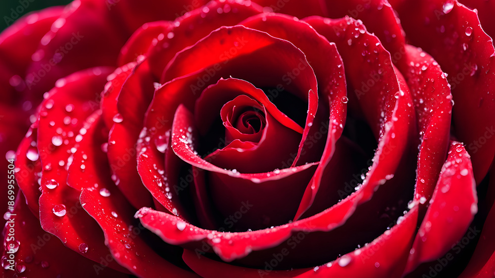 A close up of a red rose with dew drops on it A close up of a red rose with dew drops on it
