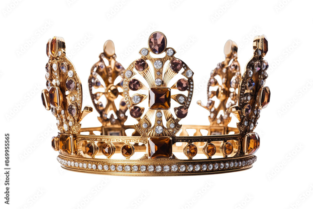 Golden crown with precious stones on a white background. Golden crown with precious stones on a white background.