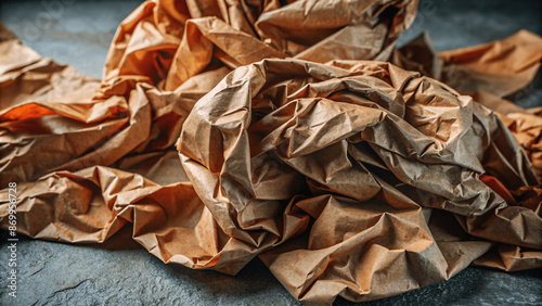 Wallpaper Mural abstract crumpled and creased recycle brown paper background Torontodigital.ca