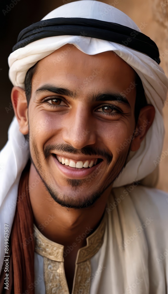portrait of a middle eastern man, closeup of a smiling face portrait of a middle eastern man, closeup of a smiling face