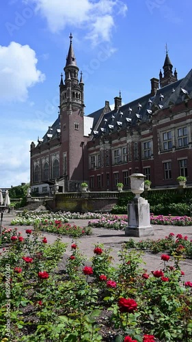 Majestic garden of the Peace Palace, one of the places widely known as the international justice City and one the most visited in The Hague City, Netherlands