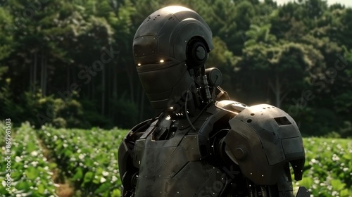 Robotic Figure in a Verdant Forest
