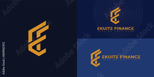 Abstract initial hexagon letter EF or FE logo in yellow color isolated on multiple background colors. The logo is suitable for business and finance logo vector design illustration inspiration template