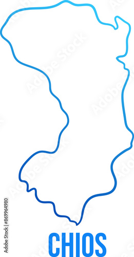 Chios island simple outline blue gradient map