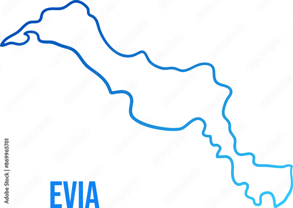 Evia greek island simplified linear blue gradient map Evia greek island simplified linear blue gradient map