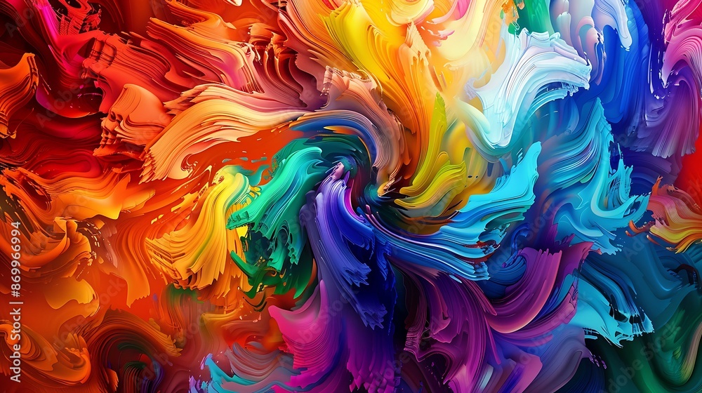 Vivid spectrum of colors intertwining and twirling in synchronized rhythm, painting the canvas with its melodic vibrancy. Vivid spectrum of colors intertwining and twirling in synchronized rhythm, painting the canvas with its melodic vibrancy.