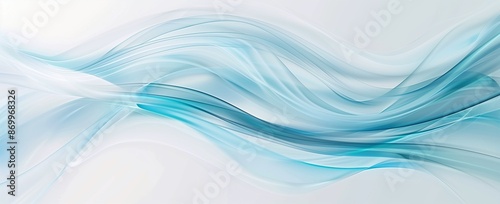 Abstract blue wave background presentation design with white space, flowing lines