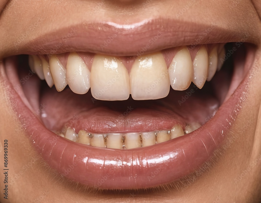 Fototapeta premium close up of a mouth with braces