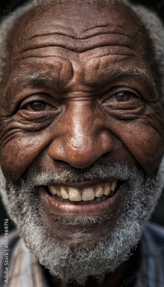 portrait of a black man, old man laughing