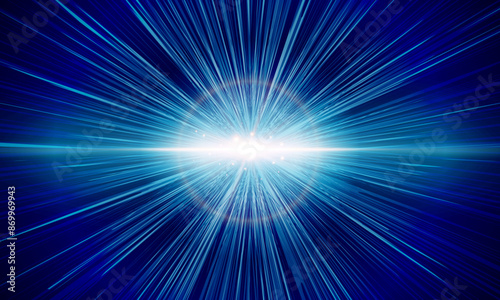 Blue rays zoom in motion effect, light color trails. bright shiny.