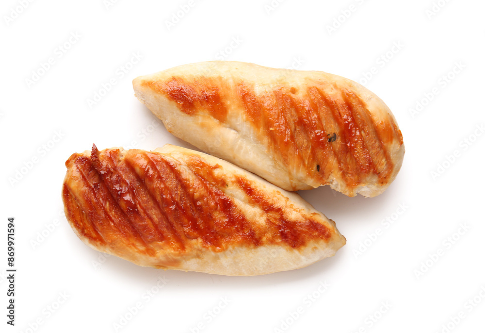 Tasty grilled chicken breast on white background Tasty grilled chicken breast on white background