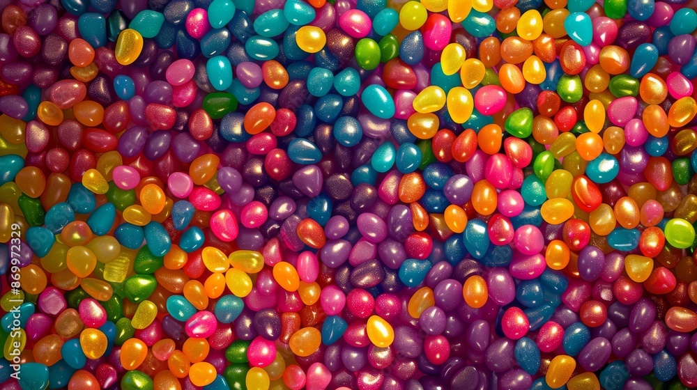 Vibrant and playful multicolored jellybeans create a cheerful and lively backdrop full of fun and energy