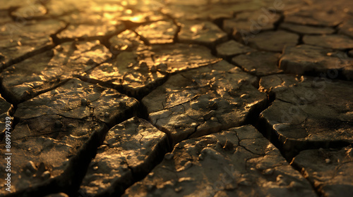 Cracked dry earth soil surface. Nature environment ground drought, desert land heat, climate change and global warming, hot summer weather