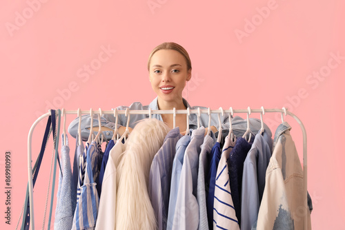 Happy female stylist with c...