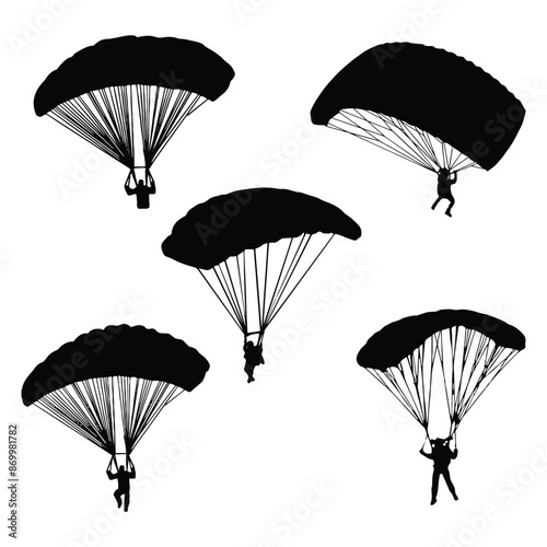 Skydiving Parachuting Vector Silhouette