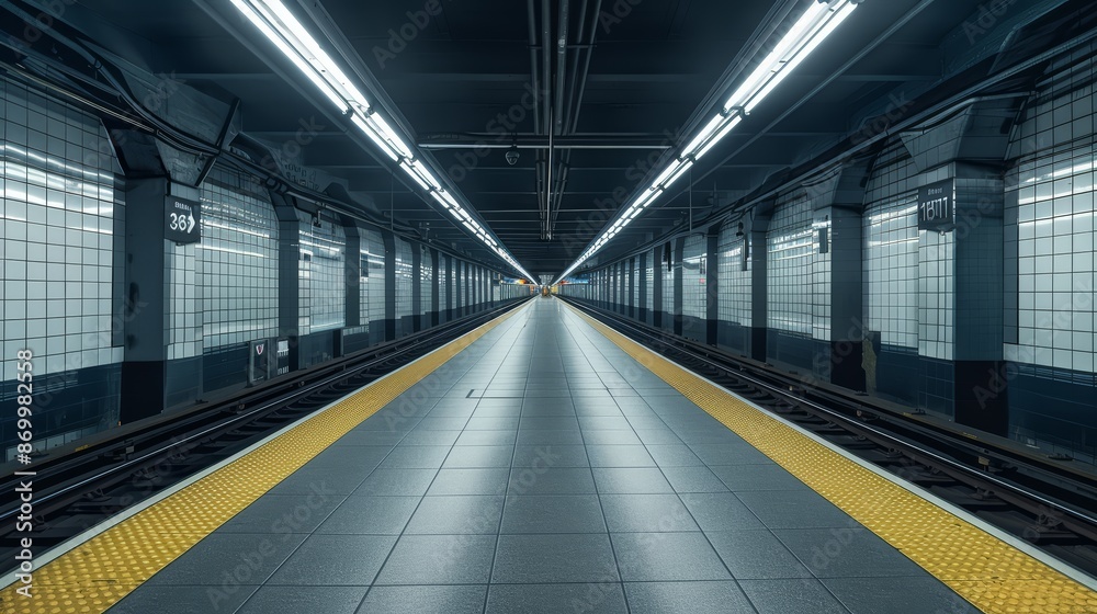 A deserted subway station, with clean platforms and empty tracks A deserted subway station, with clean platforms and empty tracks