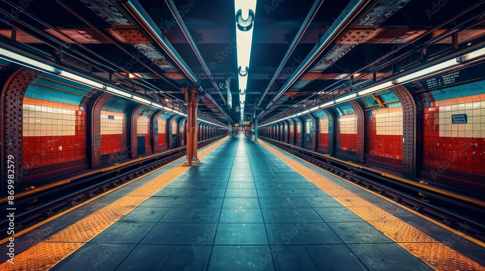 A deserted subway station, with clean platforms and empty tracks A deserted subway station, with clean platforms and empty tracks