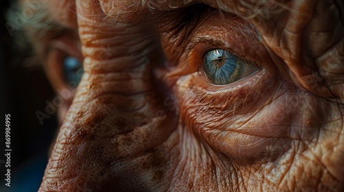 A detailed shot of an elderly person eyes