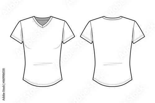 Slim Fit Curved Hem V-Neck T-Shirt