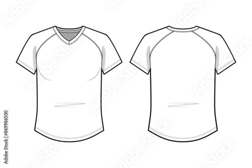 Regular Fit Curved Hem V-Neck Raglan T-Shirt