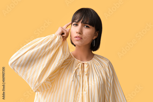 Portrait of pensive young w...