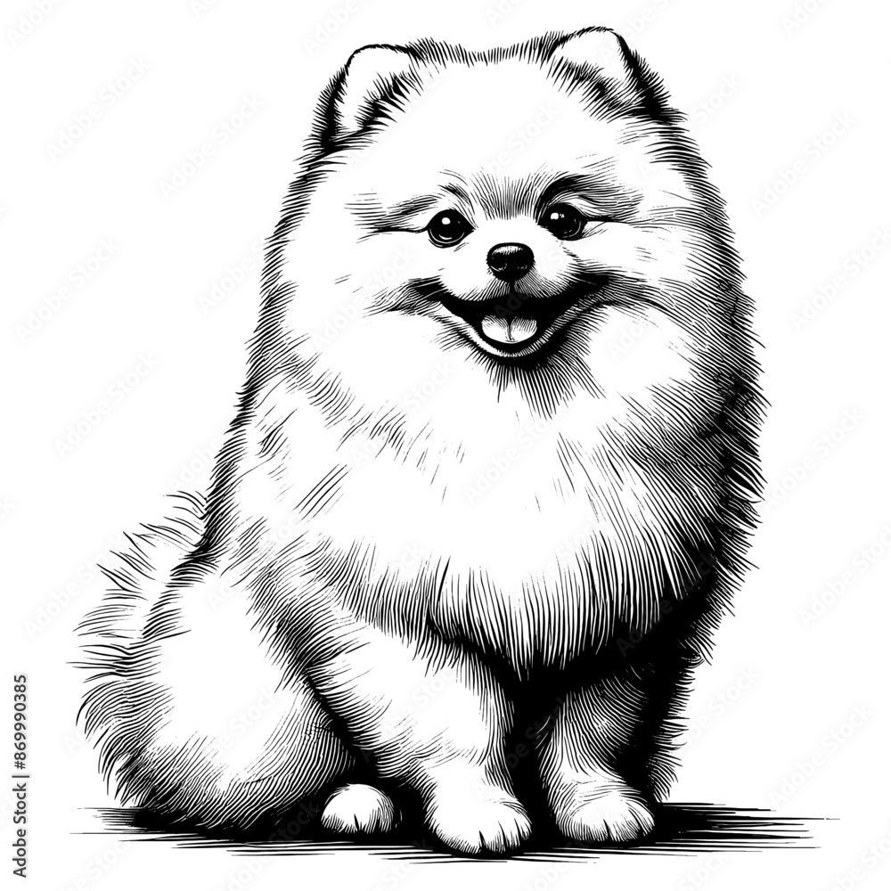 Hand drawn Cute Pomeranian dog in full-body, vector sketch isolated on white background. Hand drawn Cute Pomeranian dog in full-body, vector sketch isolated on white background.