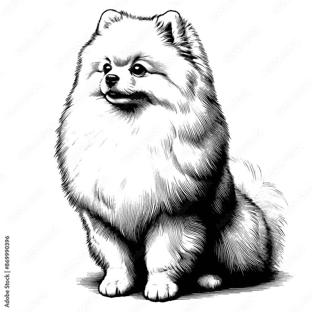 Hand drawn Cute Pomeranian dog in full-body, vector sketch isolated on white background. Hand drawn Cute Pomeranian dog in full-body, vector sketch isolated on white background.