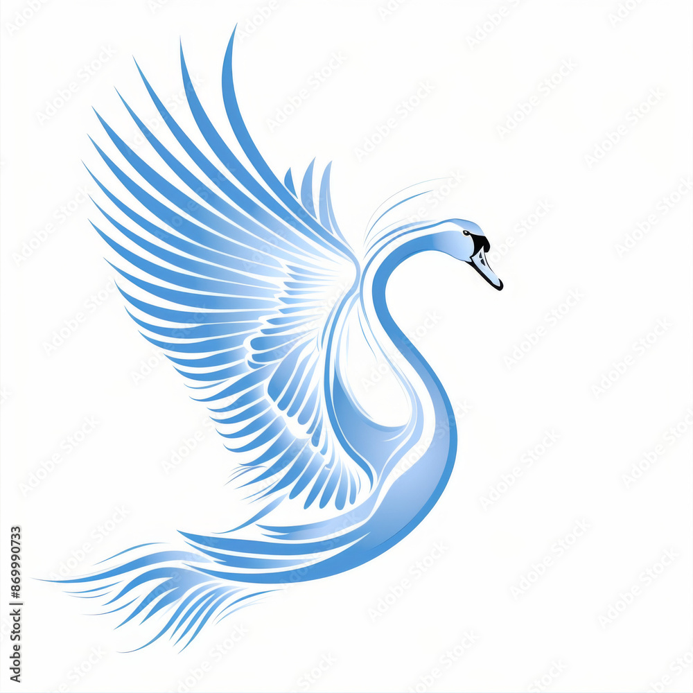 Fototapeta premium Swan flying stroke 3D vector