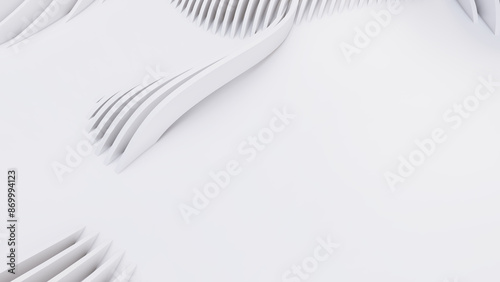 Abstract Curved Shapes. White Circular Background.