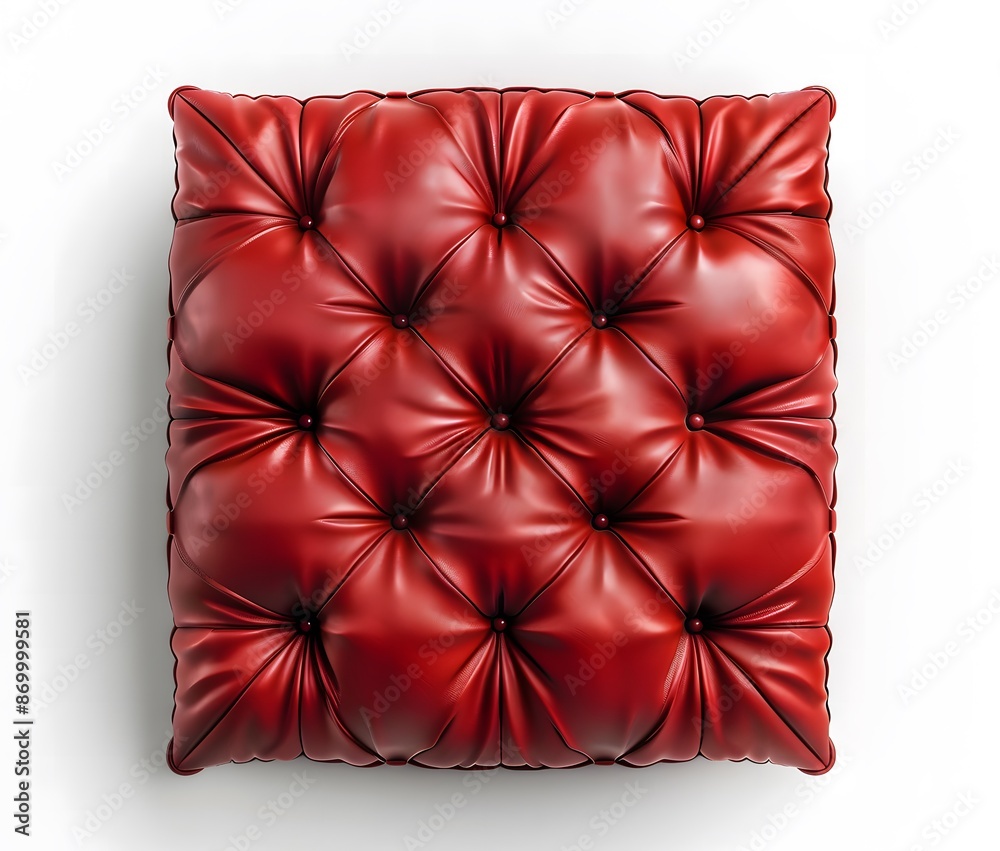 Red Leather Chair Cushion on White Background Red Leather Chair Cushion on White Background