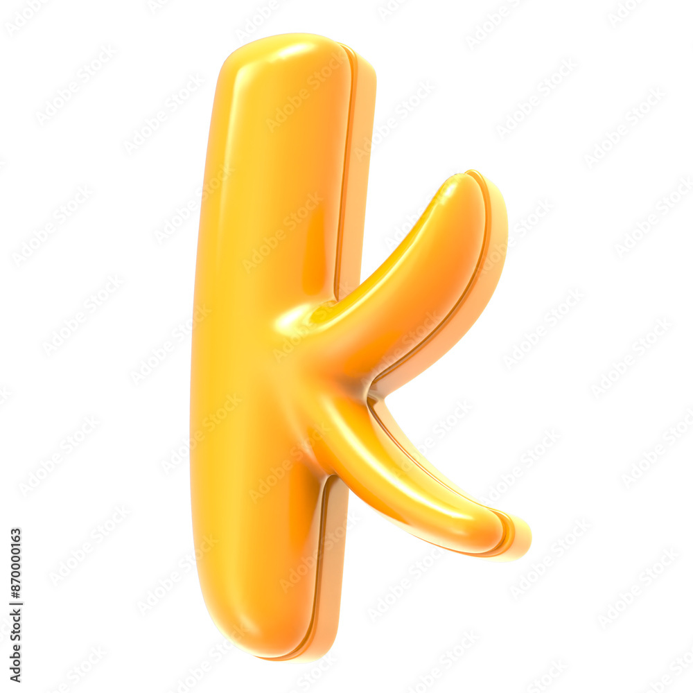 Fototapeta premium k Font Yellow 3D Rendering