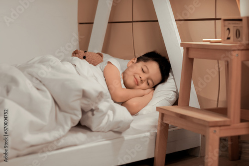 Cute little Asian boy sleep...