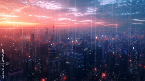 Wallpaper Mural A growth chart superimposed over a cityscape Torontodigital.ca