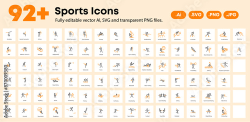 92+ Sports Icons - Fully editable vector