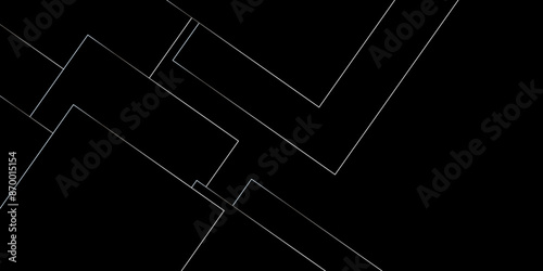 Abstract black gray and vector blueprint background with modern design. Various shapes, rectangular lines on black background. Luxury concept. style poster, banner design. 