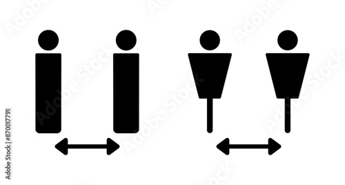 Social distancing icon vector isolated on white background. Keep distance sign. Coronavirus. Social Distancing and Self Quarantine.