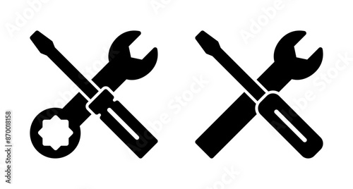 Repair icon vector isolated on white background. Wrench and screwdriver icon. settings vector icon. Maintenance. tools