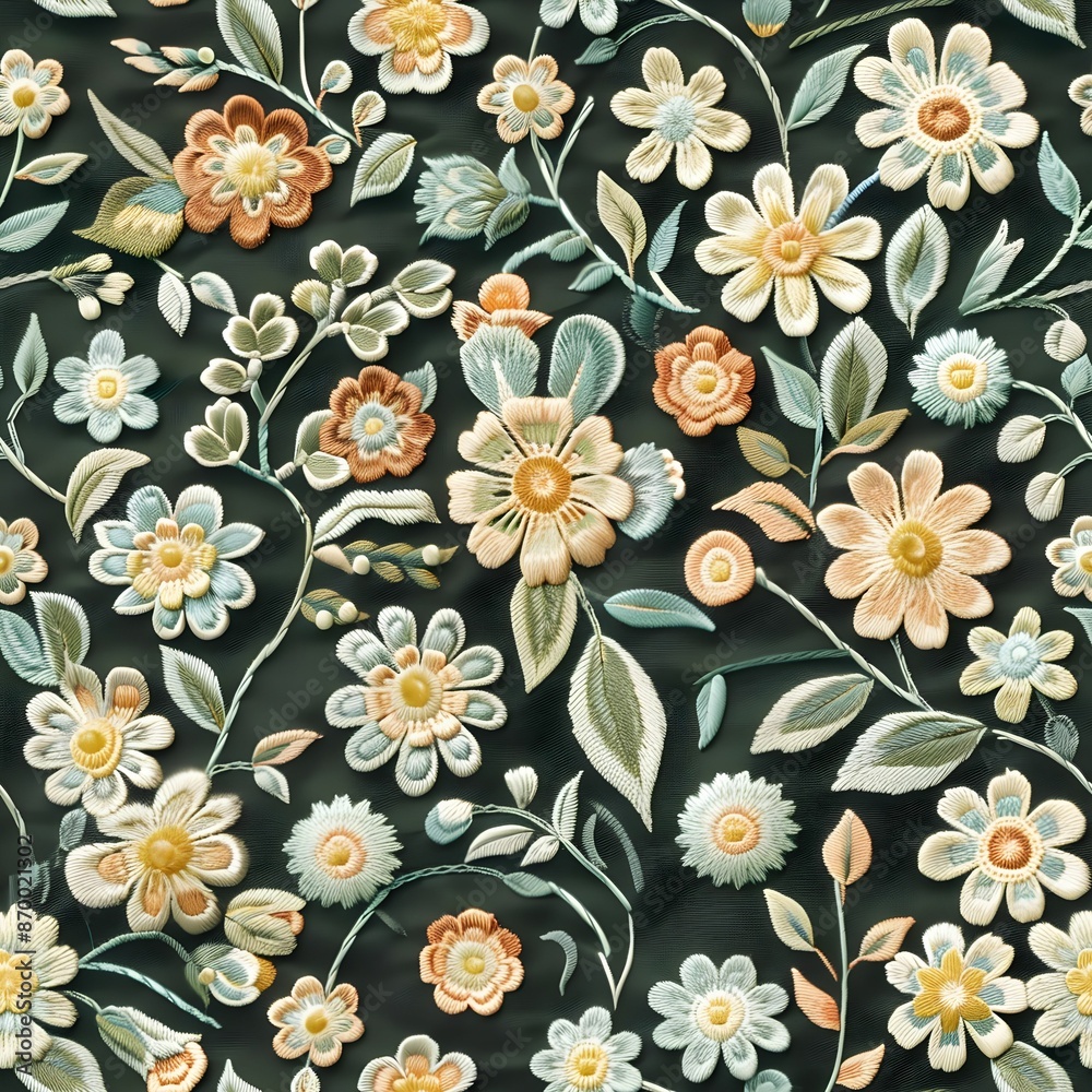 Seamless pattern 3d embroidery tapestry Seamless pattern 3d embroidery tapestry