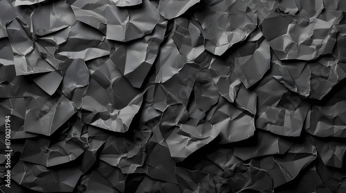 Wrinkled black old wrinkled paper. Dusty cardboard wrapping