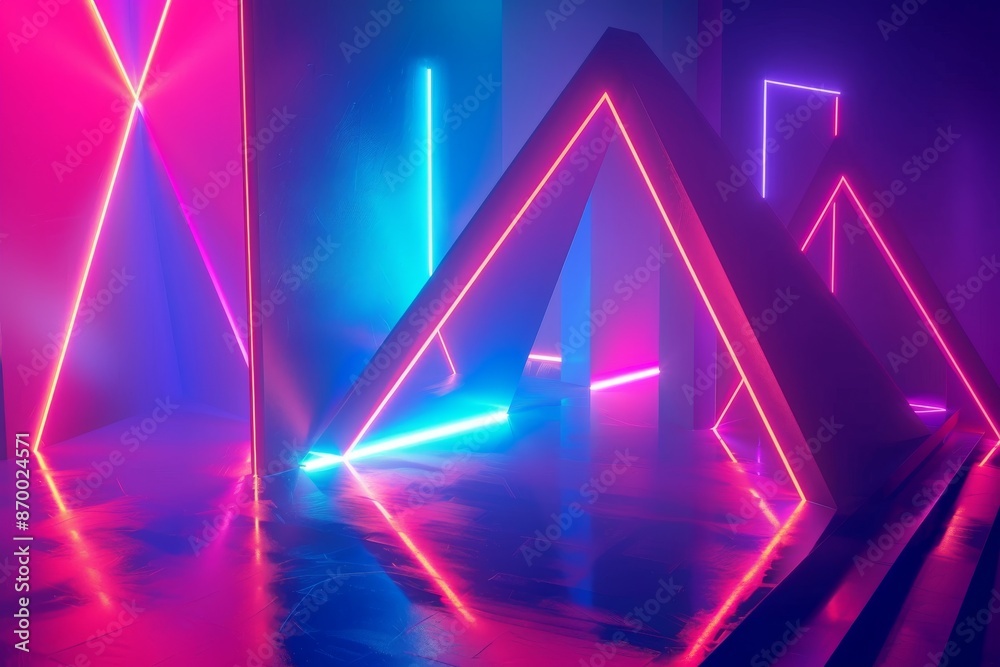 Abstract neon background with geometric shapes Abstract neon background with geometric shapes