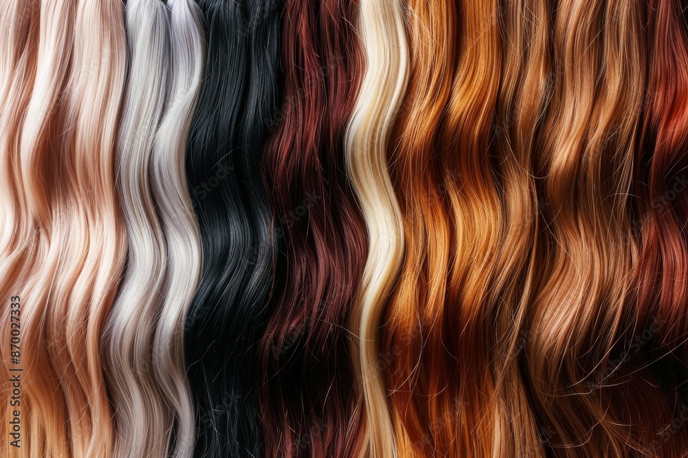 Shiny, natural hair extensions in various colors