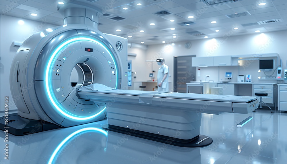 Advanced MRI or CT scan machine in a hospital lab.