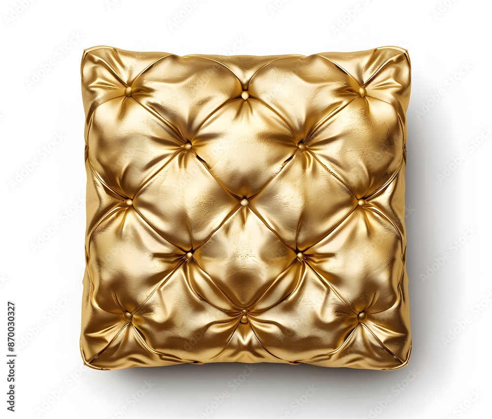 Shiny Gold Chair Cushion on White Background Shiny Gold Chair Cushion on White Background
