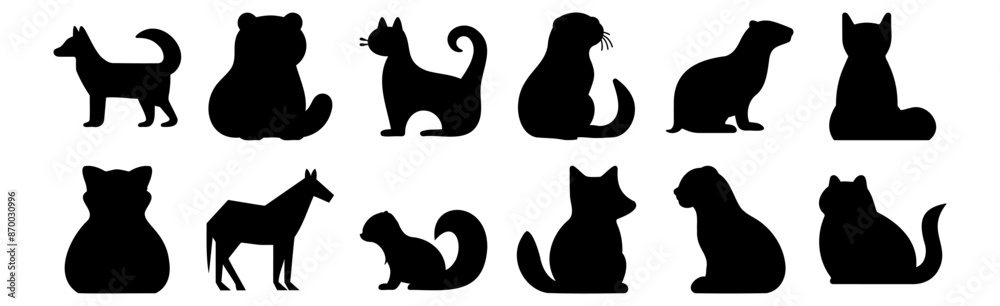 Animals silhouettes set, pack of vector silhouette design, isolated background Animals silhouettes set, pack of vector silhouette design, isolated background