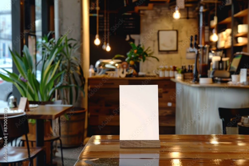 White blank restaurant menu sign on a table White blank restaurant menu sign on a table