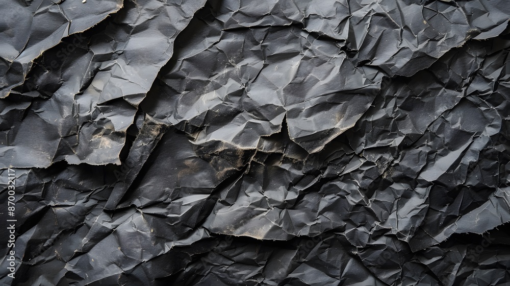 Wrinkled black old wrinkled paper. Dusty cardboard wrapping Wrinkled black old wrinkled paper. Dusty cardboard wrapping