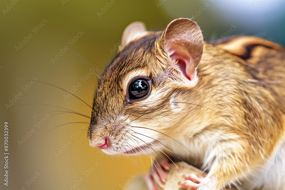 Obraz premium Close-Up of Gerbil with Detailed Whiskers and Bright Eyes