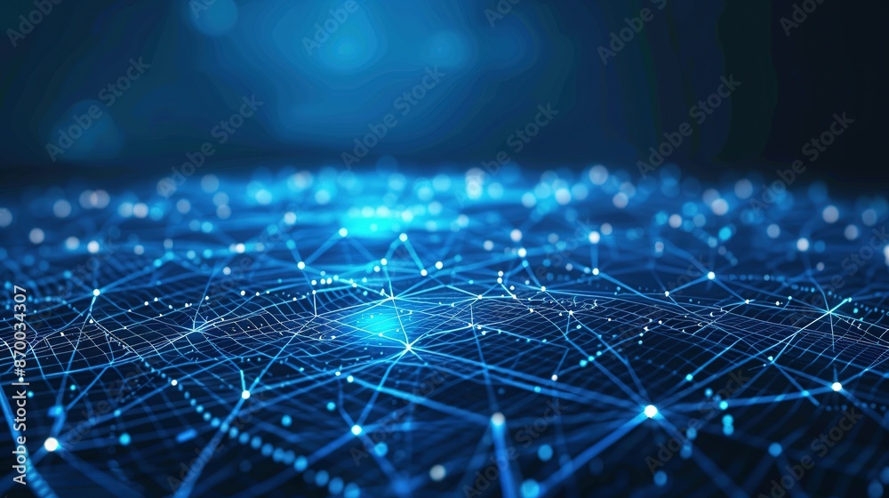 Abstract Blue Network with Glowing Points Abstract Blue Network with Glowing Points