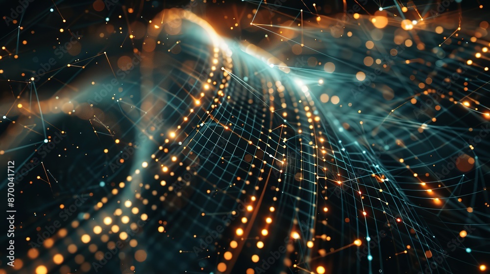 Obraz premium Abstract Digital Network with Glowing Points